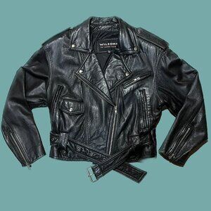 Wilson's Black Leather Motorcycle Jacket Women’s XS